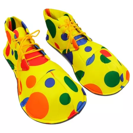 Zapatos de Payaso Adulto Amarillo con Círculos Coloridos – Talla Única Zapatos de Payaso Adulto Amarillo con Círculos Coloridos – Talla Única