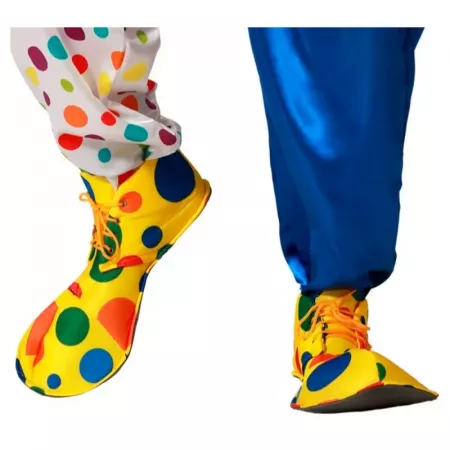 Zapatos de Payaso Adulto Amarillo con Círculos Coloridos – Talla Única Zapatos de Payaso Adulto Amarillo con Círculos Coloridos – Talla Única