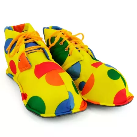 Zapatos de Payaso Adulto Amarillo con Círculos Coloridos – Talla Única Zapatos de Payaso Adulto Amarillo con Círculos Coloridos – Talla Única