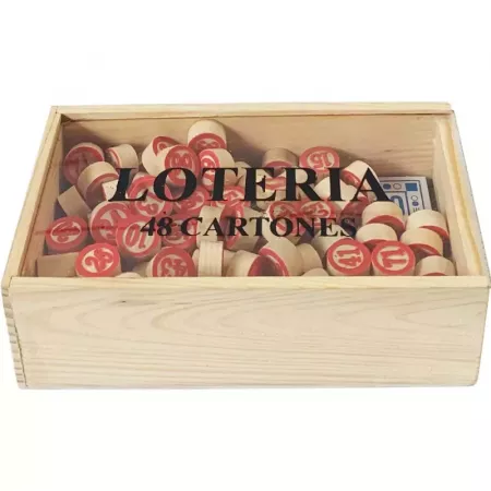 Bingo en Caja de Madera con 90 Fichas y 48 Cartones Coloridos Bingo en Caja de Madera con 90 Fichas y 48 Cartones Coloridos