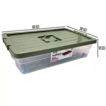 Caja organizadora 30L con ruedas, asa y cierre seguro Caja organizadora 30L con ruedas, asa y cierre seguro