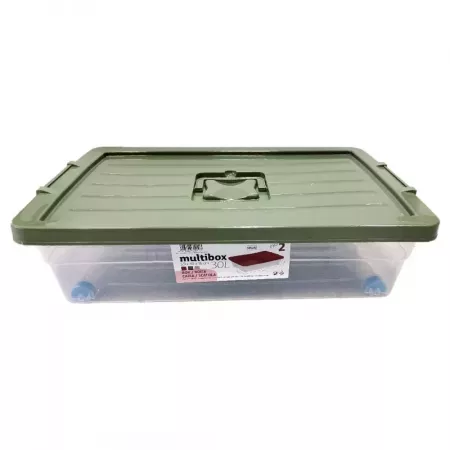 Caja organizadora 30L con ruedas, asa y cierre seguro Caja organizadora 30L con ruedas, asa y cierre seguro