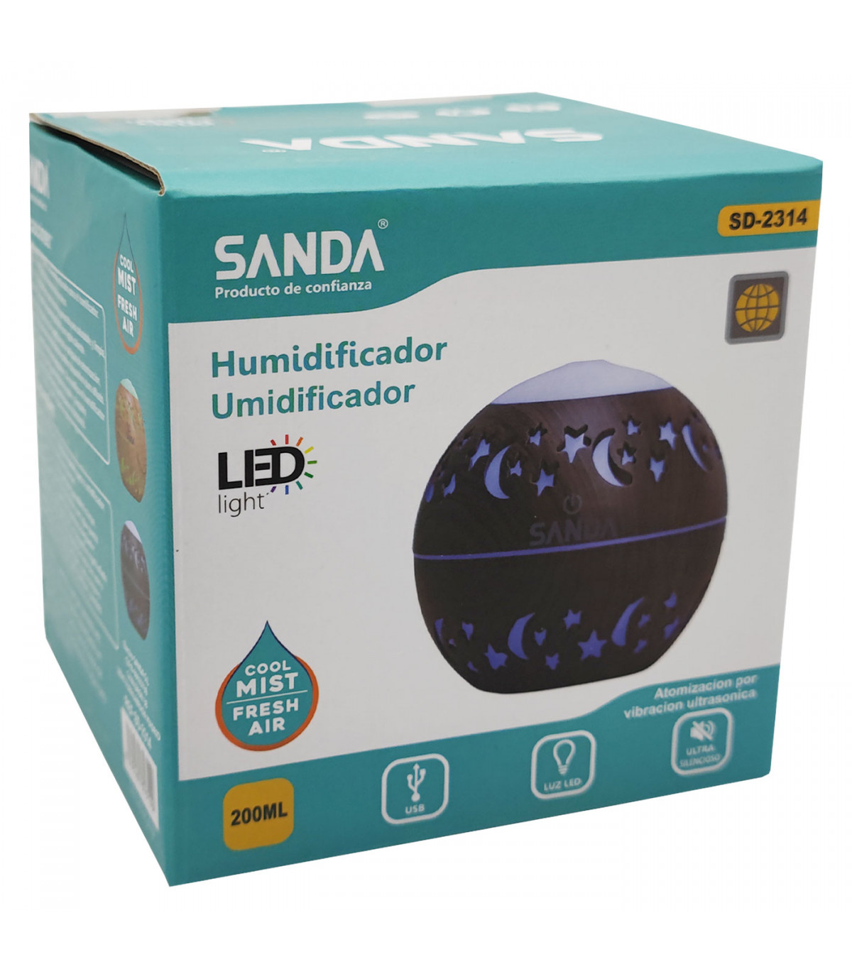 Humidificador de aire, humidificador giratorio 2 en 1 de planeta  silencioso, cargador USB, difusor de aire inalámbrico con luz nocturna LED  para spa