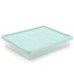 Tradineur - Bandeja rectangular para frigorífico, base transparente y tapa en color pastel aleatorio, capacidad 4 litros, 6,5 x 34 x 27 cm