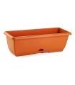 Tradineur - Jardinera para balcón con plato integrado - PLFT - Fabricado en plástico - Capacidad de 10 L - 17 x 50 x 19,5 cm - Color Marrón