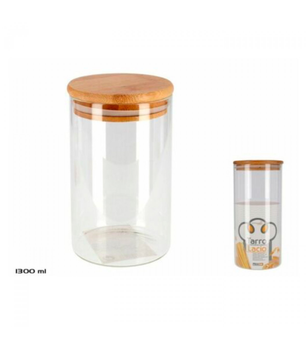 Bote de cristal borosilicato con tapa de de bambú, recipiente, tarro de almacenamiento café, galletas, legumbres, especia