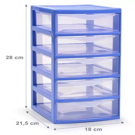 Cajonera azul Guadiana 5 cajones transparentes - Made in Spain Cajonera azul Guadiana 5 cajones transparentes - Made in Spain