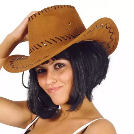 Sombrero Vaquero Unisex Marrón Resistente con Cordón, Talla Única Sombrero Vaquero Unisex Marrón Resistente con Cordón, Talla Única