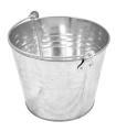 Tradineur - Cubo metal galvanizado 6 litros con asa 24 x 19 cm. Cubo zincado multiuso, maceta de jardín metálica, decoración