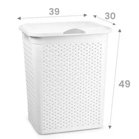 Cesto Ropa Sucia 38L Blanco con Tapa y Asas - Imitación Mimbre Cesto Ropa Sucia 38L Blanco con Tapa y Asas - Imitación Mimbre