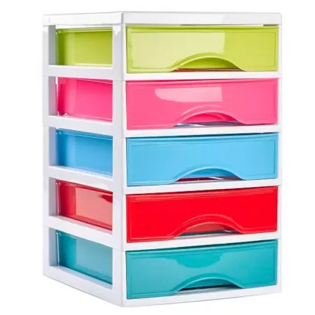 Cajonera Blanca con 5 Cajones Multicolores – Práctica y Compacta Cajonera Blanca con 5 Cajones Multicolores – Práctica y Compacta