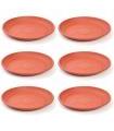 Pack de 6 platos de plástico de color marrón para macetas de 50/60 cm "mediterránea". Set de 6 bandejas redondas para tiestos válidas para interior o exterior. Juego de 6 piezas para jardinería