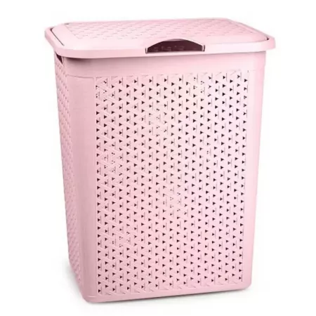 Cesto Ropa Sucia 38L Rosa Palo con Tapa y Asas, Resistente Cesto Ropa Sucia 38L Rosa Palo con Tapa y Asas, Resistente