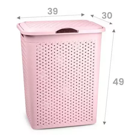Cesto Ropa Sucia 38L Rosa Palo con Tapa y Asas, Resistente Cesto Ropa Sucia 38L Rosa Palo con Tapa y Asas, Resistente