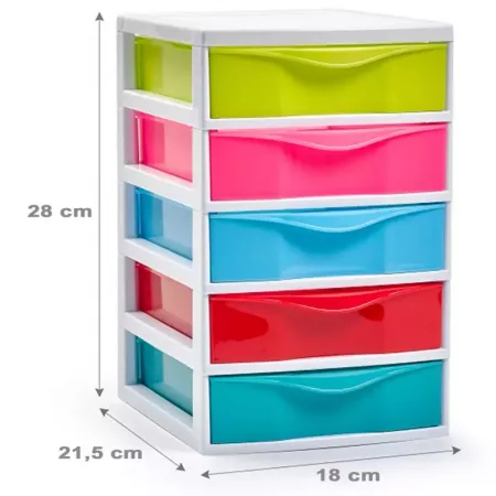 Cajonera Blanca con 5 Cajones Multicolores – Práctica y Compacta Cajonera Blanca con 5 Cajones Multicolores – Práctica y Compacta