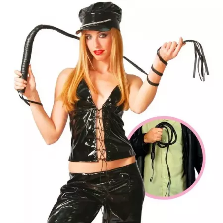 Látigo Negro 200x3 cm Cuero Sintético Perfecto Halloween Látigo Negro 200x3 cm Cuero Sintético Perfecto Halloween