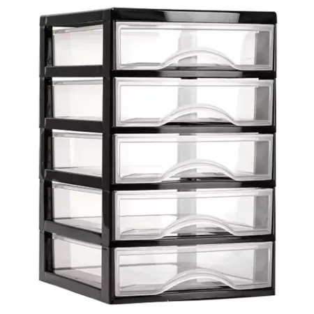 Cajonera Sobremesa 5 Cajones Negra, Plástico Transparente España Cajonera Sobremesa 5 Cajones Negra, Plástico Transparente España
