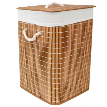 Cesto de Ropa Plegable de Bambú con Tapa y Bolsa Extraíble Cesto de Ropa Plegable de Bambú con Tapa y Bolsa Extraíble