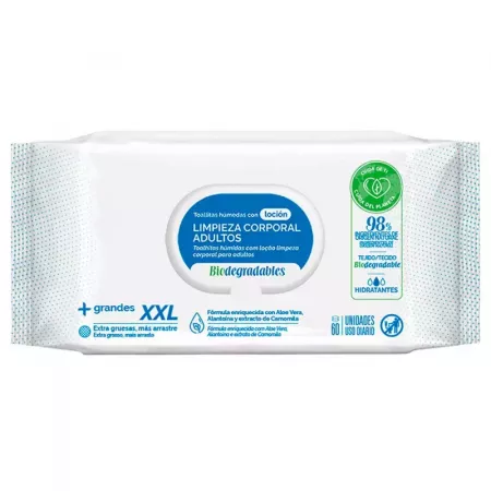Toallitas Húmedas XXL Aloe & Camomila, 60 uds, Naturales Toallitas Húmedas XXL Aloe & Camomila, 60 uds, Naturales