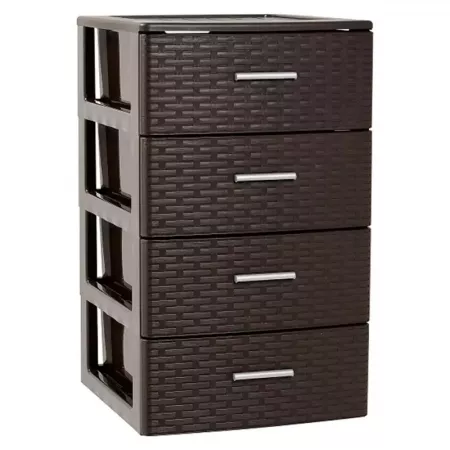 Cajonera Rattan 4 Cajones Marrón Wengue Resistente y Versátil Cajonera Rattan 4 Cajones Marrón Wengue Resistente y Versátil