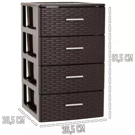 Cajonera Rattan 4 Cajones Marrón Wengue Resistente y Versátil Cajonera Rattan 4 Cajones Marrón Wengue Resistente y Versátil