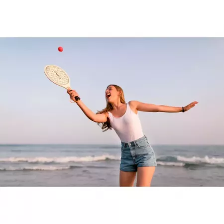 Set Palas Playa Sports: 2 Raquetas Madera + Pelota Antideslizante Set Palas Playa Sports: 2 Raquetas Madera + Pelota Antideslizante