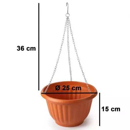 Maceta colgante redonda marrón 25x15 cm, resistente y versátil Maceta colgante redonda marrón 25x15 cm, resistente y versátil