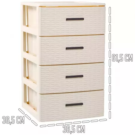 Cajonera Rattan 4 Cajones, Resistente y Estilo Mimbre Cajonera Rattan 4 Cajones, Resistente y Estilo Mimbre