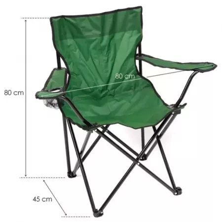 Silla Plegable Camping Verde con Posavasos y Bolsa 90 kg Silla Plegable Camping Verde con Posavasos y Bolsa 90 kg