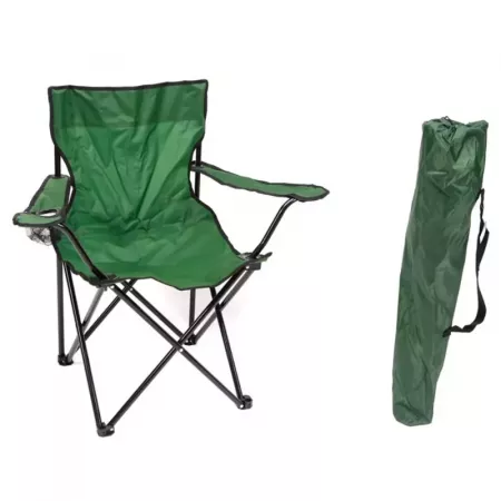 Silla Plegable Camping Verde con Posavasos y Bolsa 90 kg Silla Plegable Camping Verde con Posavasos y Bolsa 90 kg