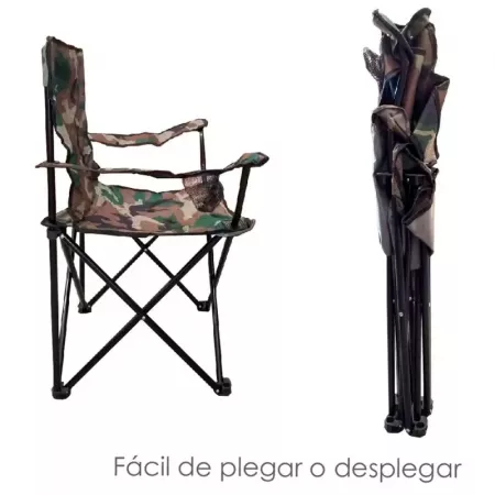 Silla Plegable Camping Camuflaje con Posavasos y Bolsa Silla Plegable Camping Camuflaje con Posavasos y Bolsa