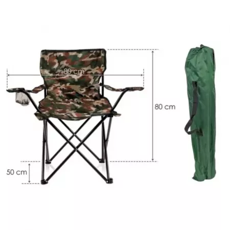 Silla Plegable Camping Camuflaje con Posavasos y Bolsa Silla Plegable Camping Camuflaje con Posavasos y Bolsa
