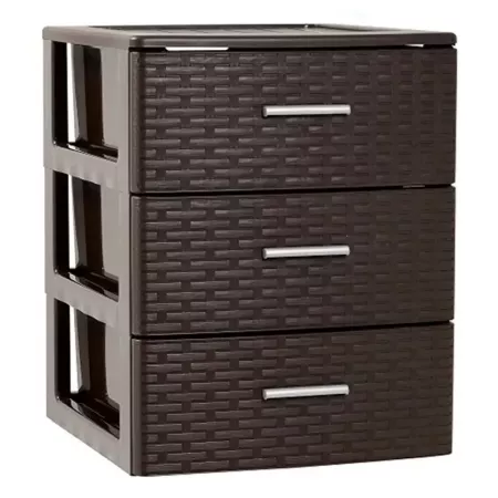 Cajonera Rattan 3 Cajones Plástico Resistente Marrón Wengue Cajonera Rattan 3 Cajones Plástico Resistente Marrón Wengue