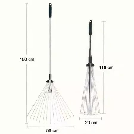 Rastrillo Ajustable 20-56 cm con Mango Telescópico Resistente Rastrillo Ajustable 20-56 cm con Mango Telescópico Resistente