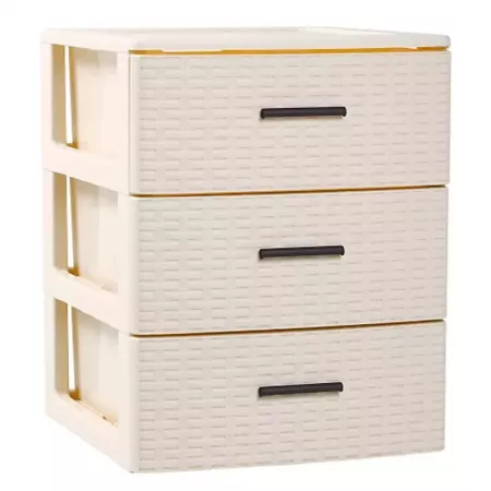 Cajonera Rattan 3 Cajones Marfil, Diseño Mimbre, 46.5 cm Cajonera Rattan 3 Cajones Marfil, Diseño Mimbre, 46.5 cm