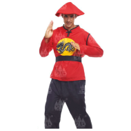 Disfraz de chino, incluye sombrero, camiseta, pantalón y cinturón, fibra sintética, carnaval, halloween, cosplay, fiestas, adulto unisex, talla L