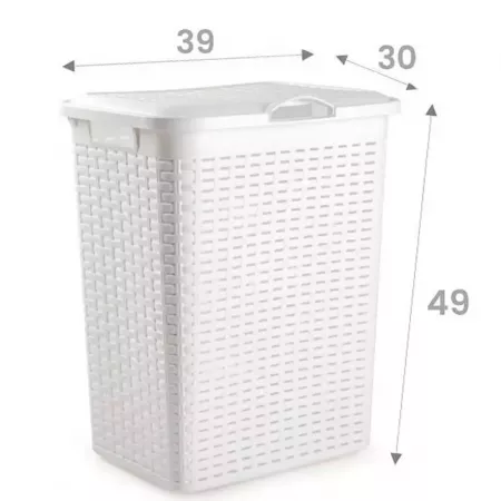 Cesto ropa sucia blanco 38L con tapa y asas – Estilo mimbre Cesto ropa sucia blanco 38L con tapa y asas – Estilo mimbre