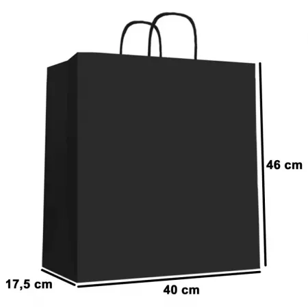 50 Bolsas de Papel XL Negras, Resistentes y Biodegradables