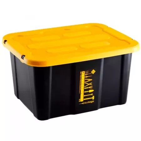 Caja de almacenaje 17L apilable con tapa y cierre seguro Caja de almacenaje 17L apilable con tapa y cierre seguro