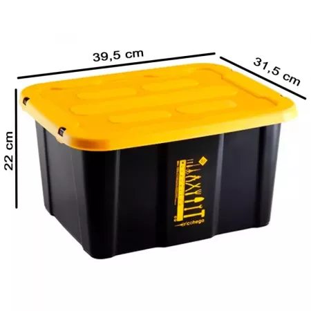 Caja de almacenaje 17L apilable con tapa y cierre seguro Caja de almacenaje 17L apilable con tapa y cierre seguro