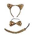 Set 3 piezas de disfraz de leopardo, complemento para carnaval, halloween y celebraciones. Tamaño orejas: 17 x 20 x 2 cm