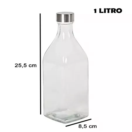 Botella de Vidrio 1L sin BPA con Tapa de Acero y Plástico Botella de Vidrio 1L sin BPA con Tapa de Acero y Plástico