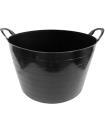 Tradineur - Capazo de plástico 65 litros 33 x 51,5 cm de color negro para distintos usos. Cesto, cubo flexible, contenedor multifuncional, establo, jardín, alimentación de animales, mezcla, limpieza
