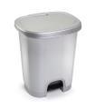 Tradineur - Cubo de basura con pedal - Fabricado en Plástico - Capacidad de 27 Litros - 45 x 38 x 32 cm - Color Plata.