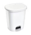 Tradineur - Cubo de basura con pedal - Fabricado en Plástico - Capacidad de 27 Litros - 45 x 38 x 32 cm - Color Blanco.