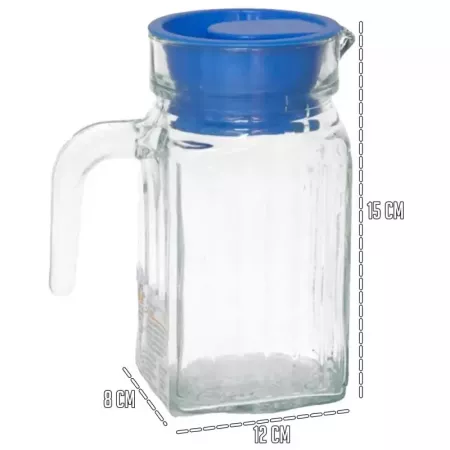 Jarra de Cristal Frigo 500 ml con Tapa Colorida para Nevera Jarra de Cristal Frigo 500 ml con Tapa Colorida para Nevera