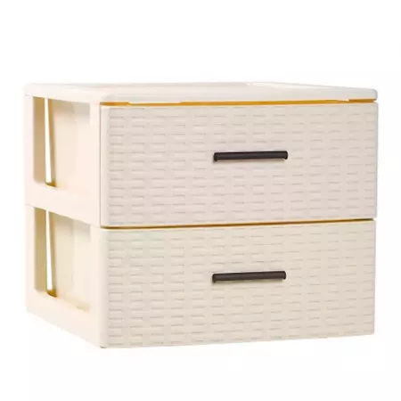 Cajonera Rattan 2 Cajones Plástico Resistente Marfil 31,5cm Cajonera Rattan 2 Cajones Plástico Resistente Marfil 31,5cm