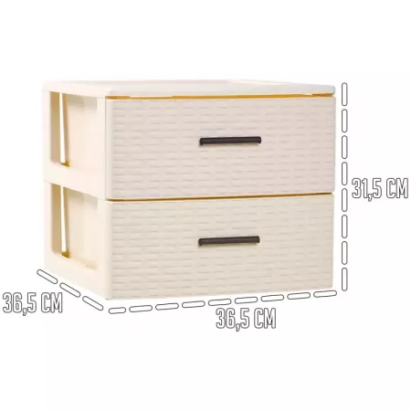 Cajonera Rattan 2 Cajones Plástico Resistente Marfil 31,5cm Cajonera Rattan 2 Cajones Plástico Resistente Marfil 31,5cm