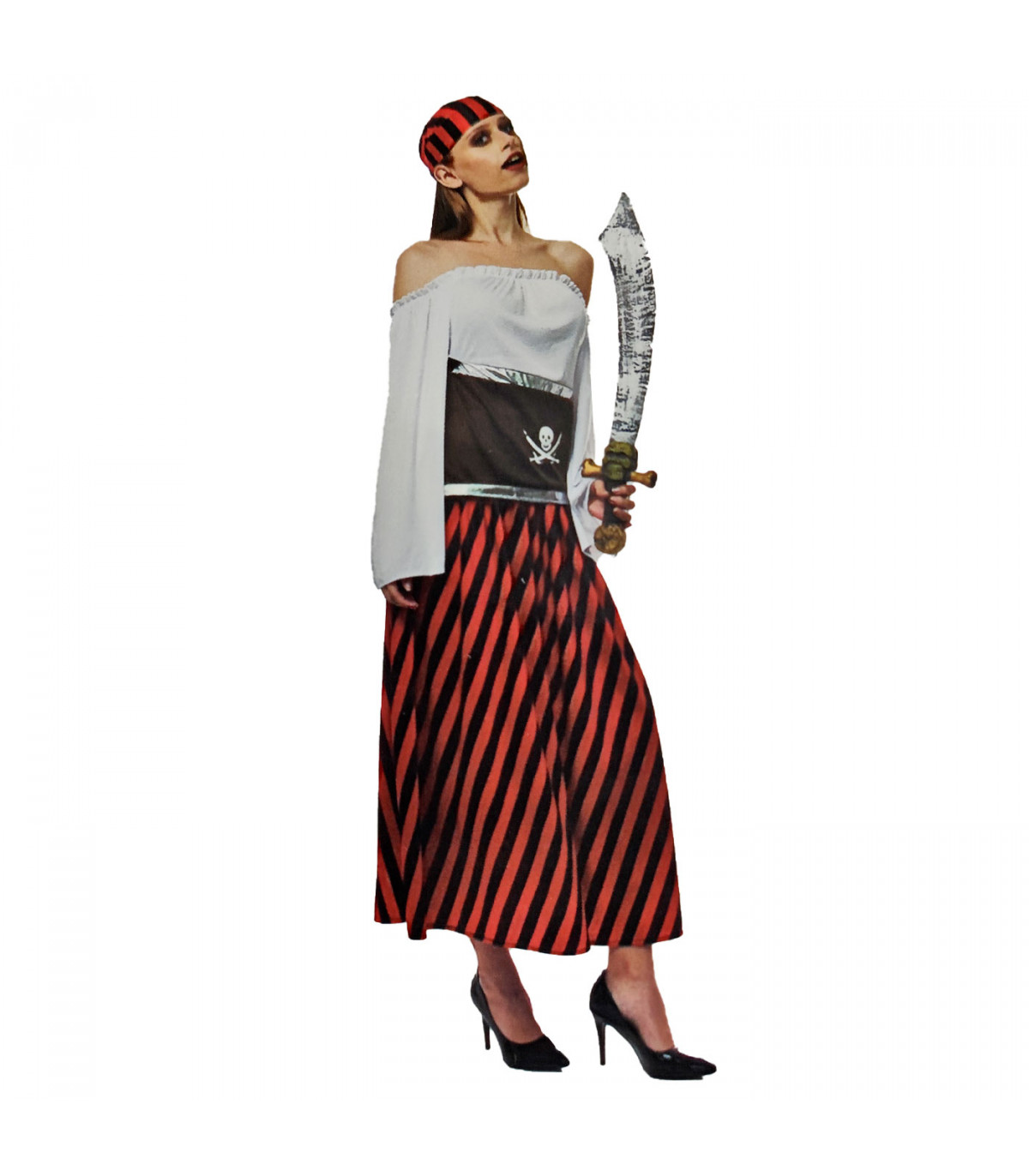 Disfraz de pirata femenino, incluye camiseta, falda y pañuelo