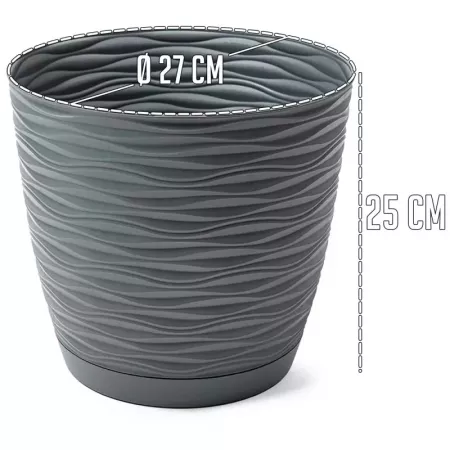 Maceta Redonda Wind Antracita Ø27 cm Resistente y Compacta Maceta Redonda Wind Antracita Ø27 cm Resistente y Compacta